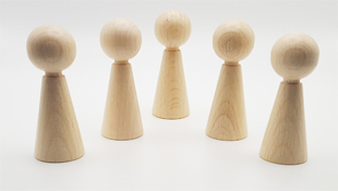 5er-Set Holzfigur 6cm im Farbton natur (mit Hals und ohne Augen)