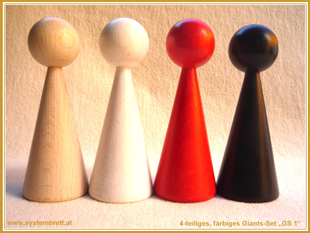 www.systembrett.at · Systembrett-Artikel · 4-teiliges, färbiges Holzfiguren-Set „Giants 1”